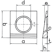 Косая клиновая шайба DIN 6917 квадратной формы с проточкой
