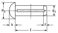 Цилиндрический штифт (заклёпка) DIN 1476 с полукруглой головкой
